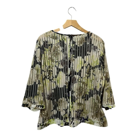 M. Miranda Blouse Sparkle Women's Plus Sz 2 Back Zipper Mesh 3/4 Sleeves Sheer - Picture 2 of 4